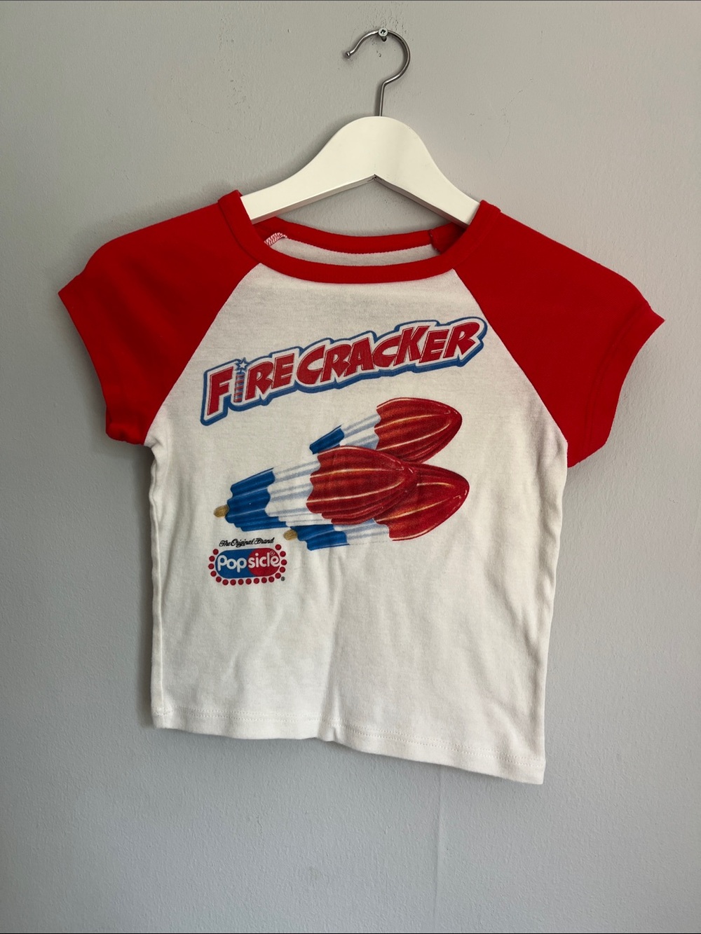 Firecracker Graphic Raglan Tee - Red & White